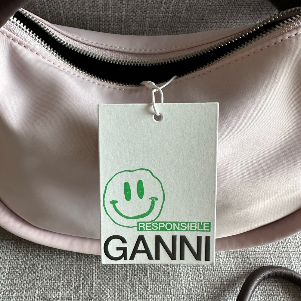 Ganni Pink and Brown Knotted Handle Shoulder Bag - Picture 7 of 16